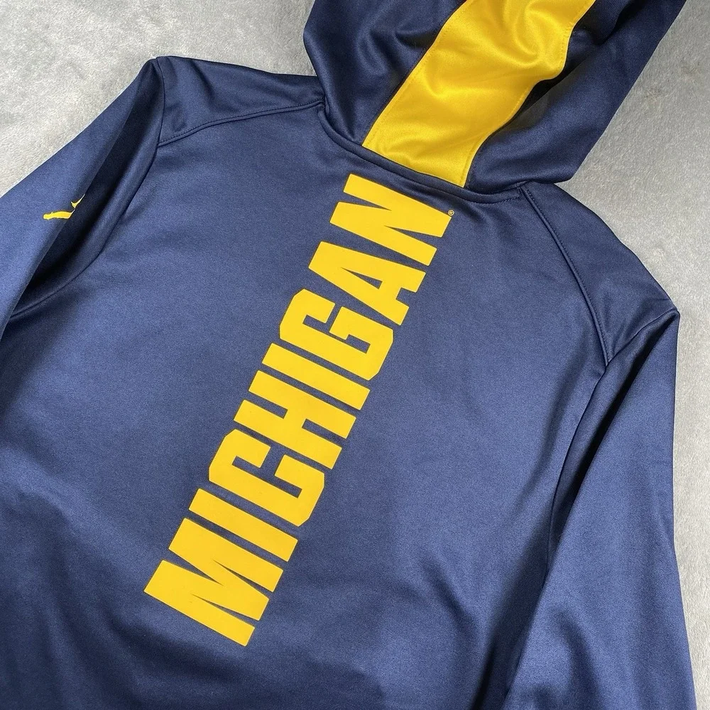 Jordan Michigan Wolverines Sweatshirt Mens Size M Blue Therma Scuba 2-Hit Hoodie